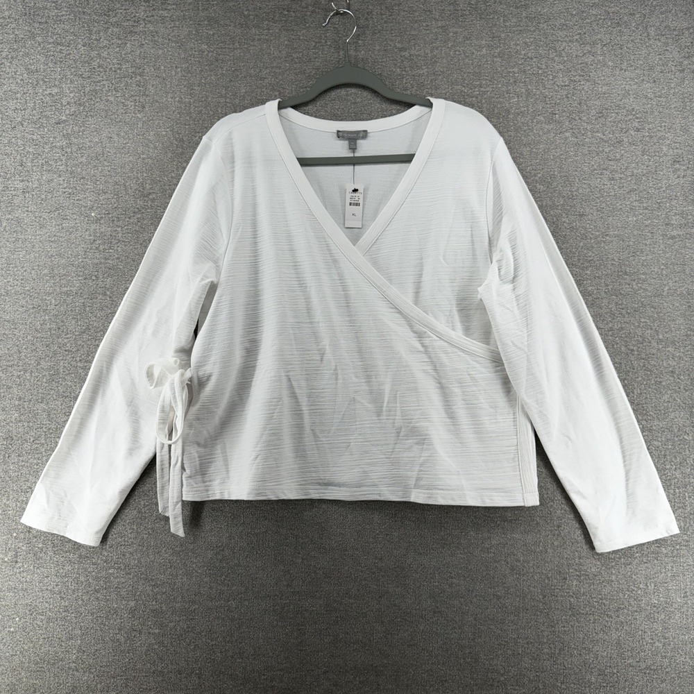 T by Talbots Long Sleeve Wrap Top Women Size XL White UPF 50 NEW